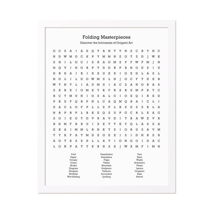 Custom Oragami Word Search Art Print#color-finish_white-thin-frame