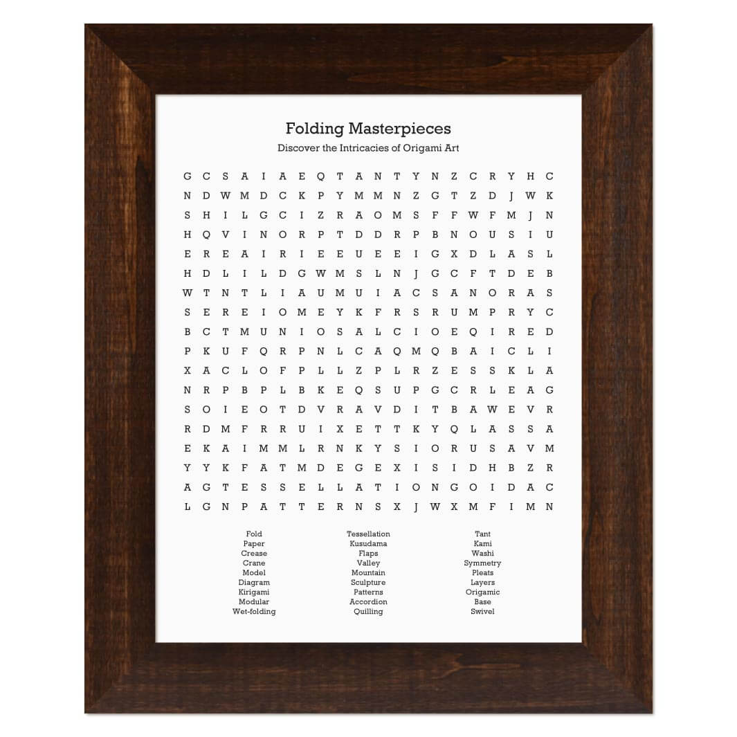 Custom Oragami Word Search Art Print#color-finish_espresso-wide-frame