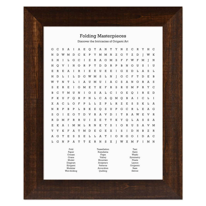 Custom Oragami Word Search Art Print#color-finish_espresso-wide-frame