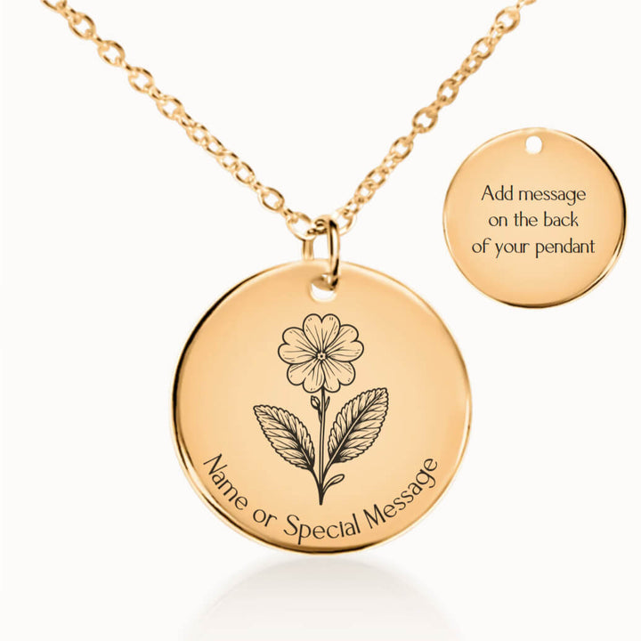 Personalized February Birth Flower Primrose Necklace in Gold, Birthday Gift for Her