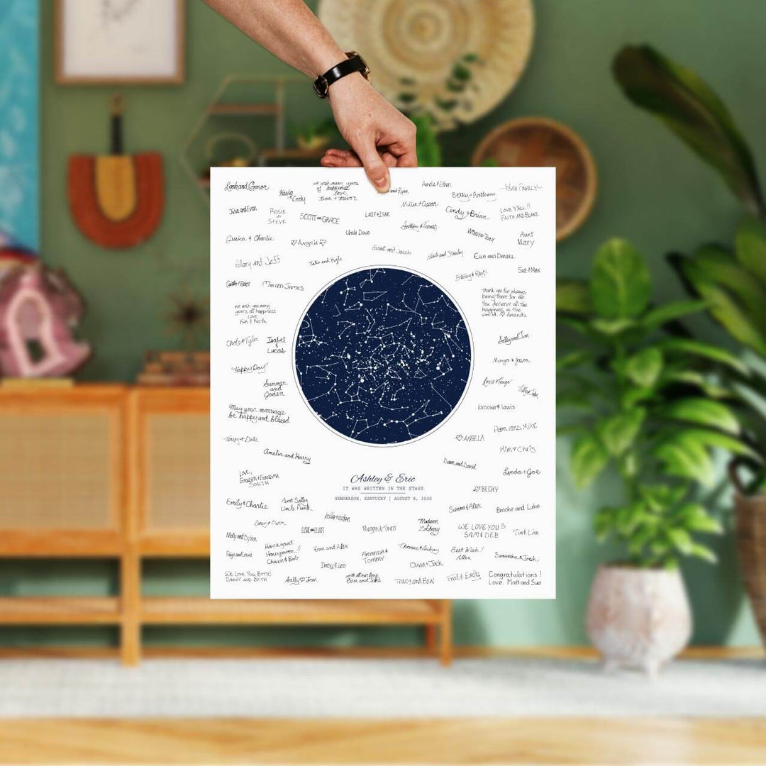 Wedding Guest Book Alternative, Star Map Print Personalized with 1 Night Sky, Unframed, Styled#color-finish_unframed