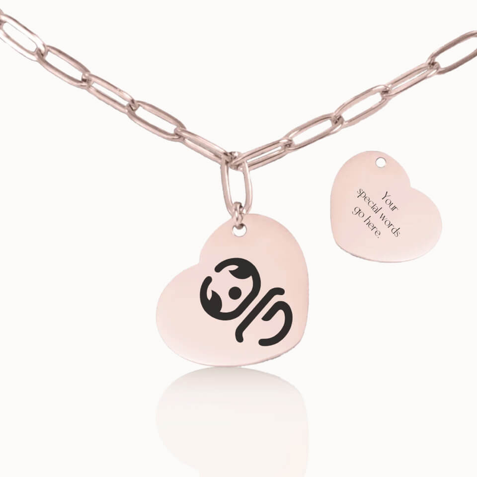 Heart Zodiac Sign Necklace with Paperclip Chain in Rose Gold, Personalized Gift, Designed With Meaning