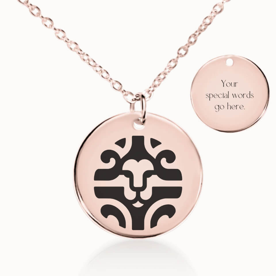 Leo Zodiac Pendant Necklace in Rose Gold, Personalized Gift for Her