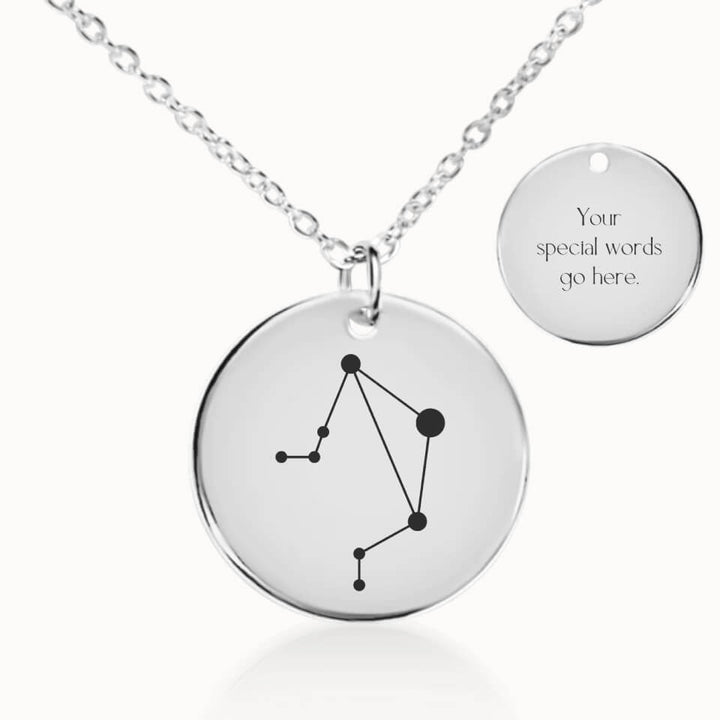 Libra Zodiac Pendant Necklace in Silver, Personalized Gift for Her