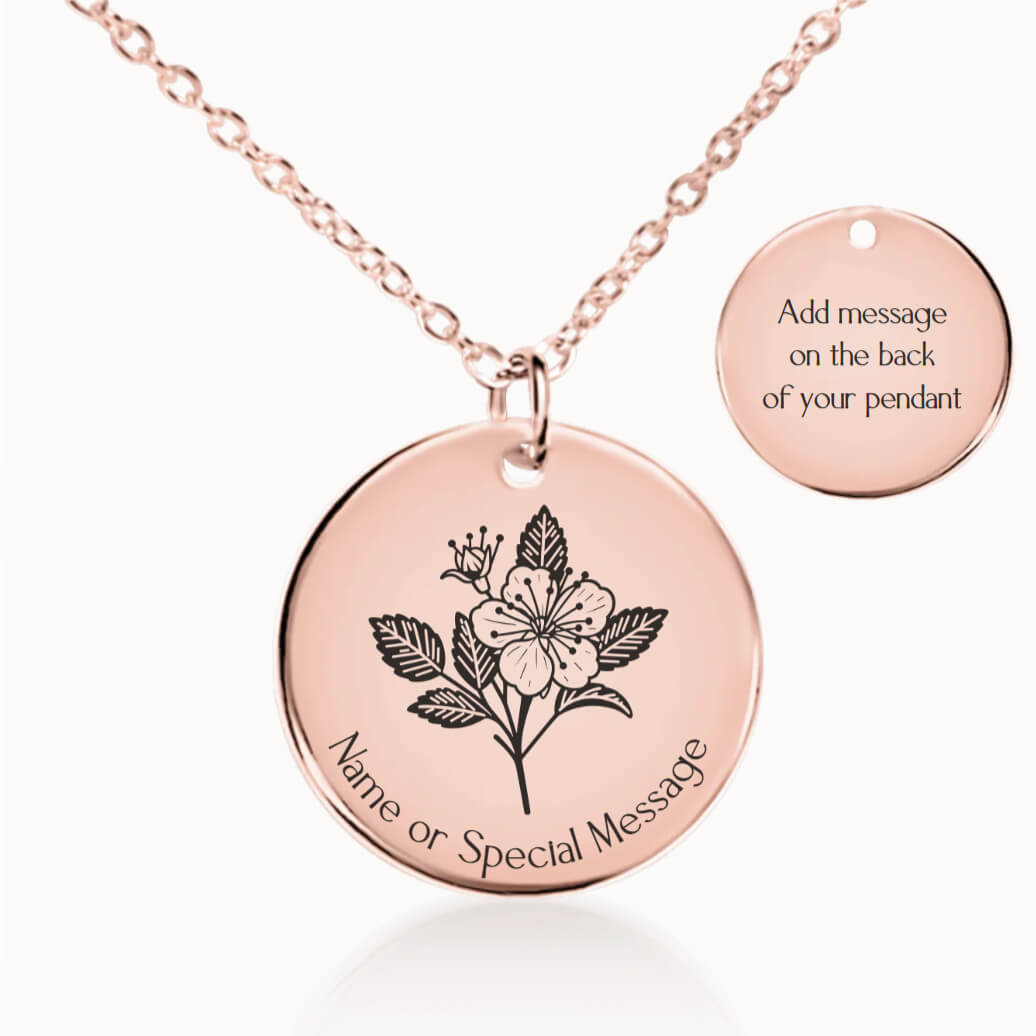 Personalized May Birth Flower Hawthorn Necklace in Rose Gold, Birthday Gift for Her