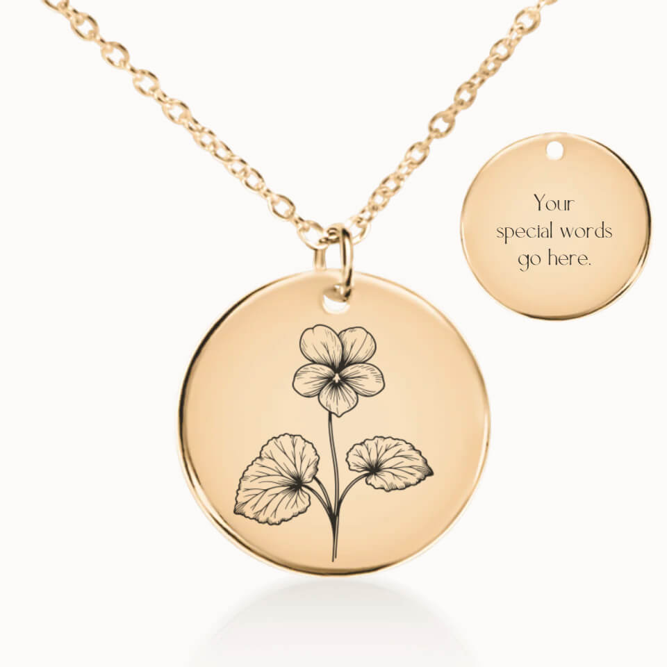 Personalized Birth Flower Necklace, Custom Gift for Her, Gold Pendant, Designed With Meaning