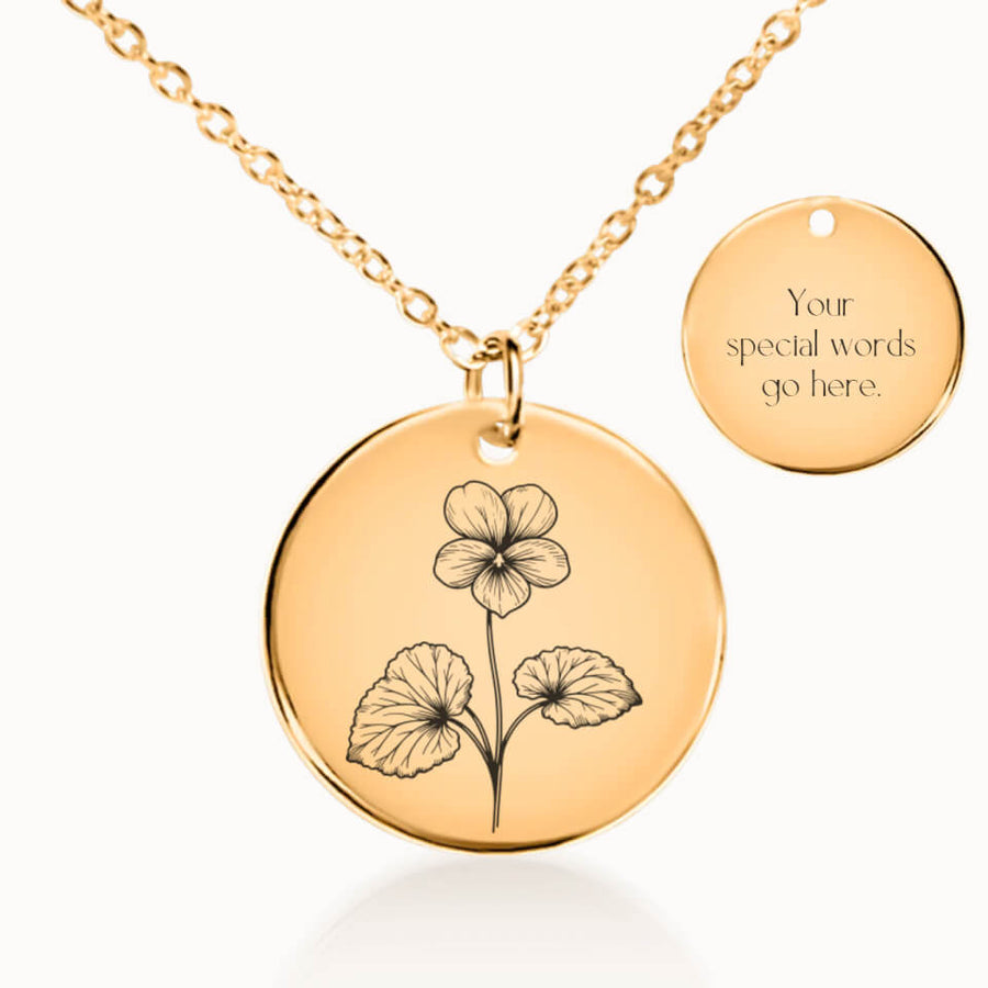 Personalized Birth Flower Necklace, Custom Gift for Her, Gold Pendant, Designed With Meaning