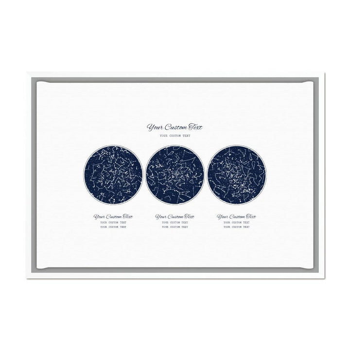Custom Wedding Guest Book Alternative, Personalized Star Map with 3 Night Skies, White Floater Frame#color-finish_white-floater-frame
