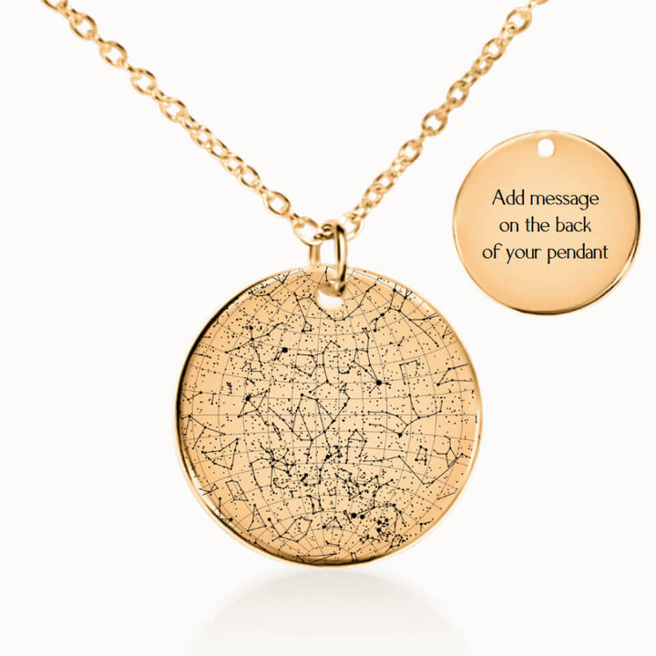 Personalized Star Map Pendant Necklace, Gold