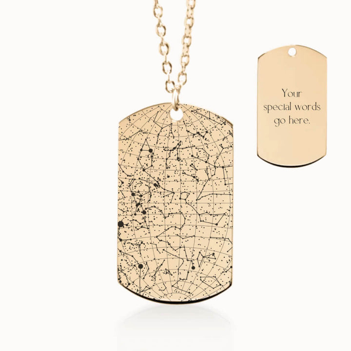 Tag Star Map Necklace in Gold, Personalized Gift, Designed With Meaning
