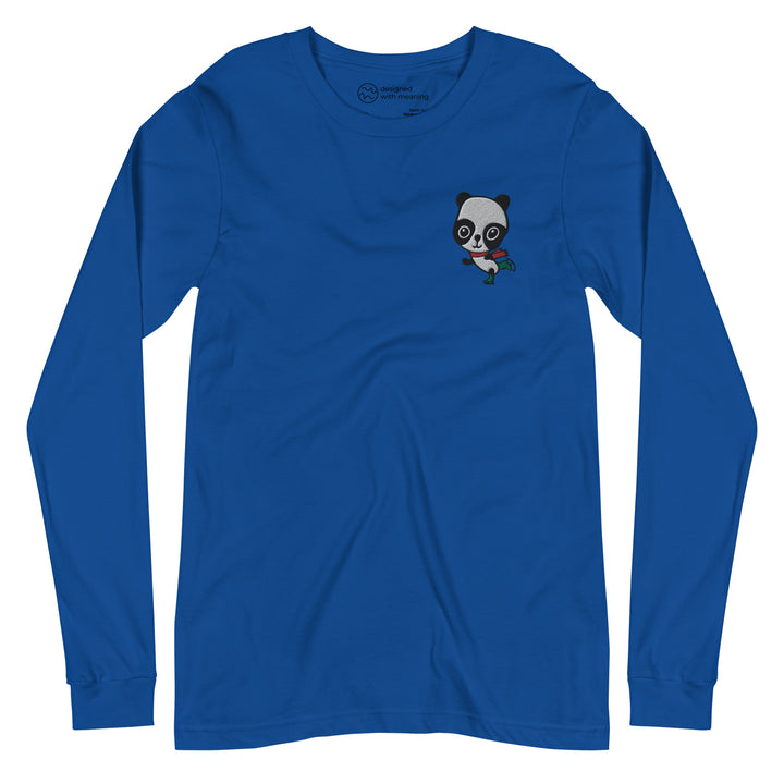 Embroidered Ice Skating Panda, 100% Cotton Shirt