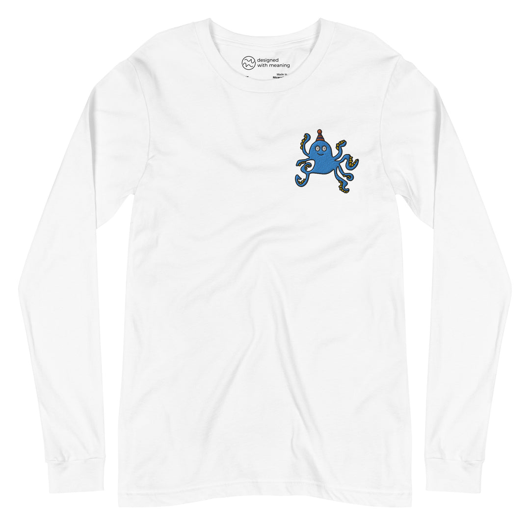 Embroidered Party Hat Octopus, 100% Cotton Shirt