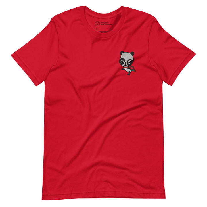 Embroidered Ice Skating Panda, 100% Cotton Shirt