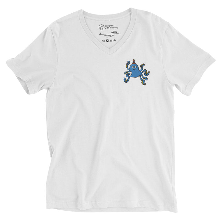 Embroidered Party Hat Octopus, 100% Cotton Shirt