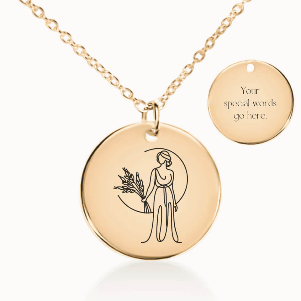 Virgo Zodiac Pendant Necklace in Gold, Personalized Gift for Her