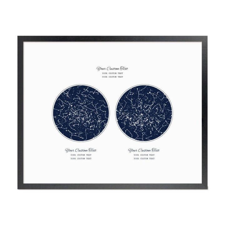 Personalized Wedding Guestbook Alternative, Star Map Personalized with 2 Night Skies, Black Thin Frame#color-finish_black-thin-frame