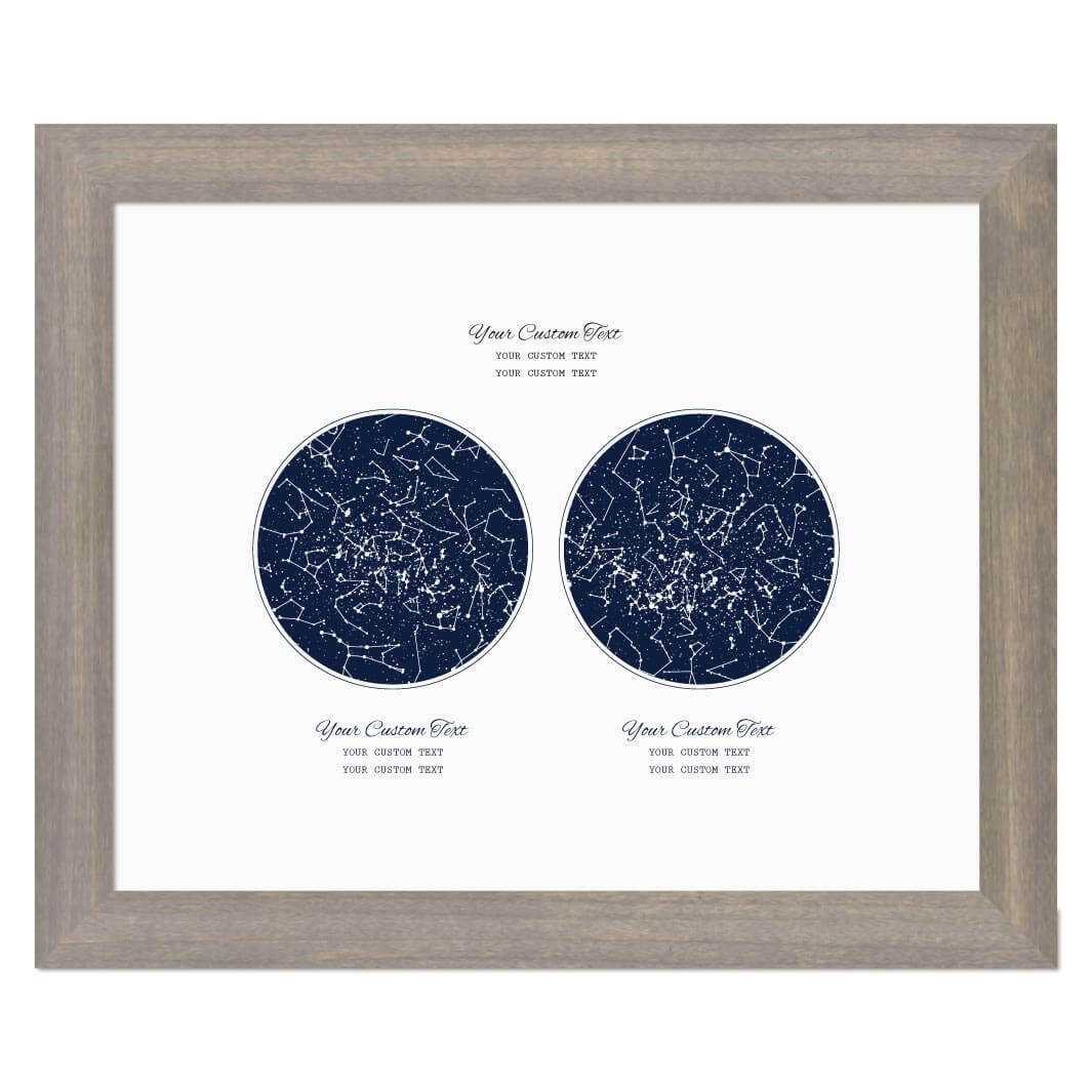 Personalized Wedding Guestbook Alternative, Star Map Personalized with 2 Night Skies, Gray Wide Frame#color-finish_gray-wide-frame