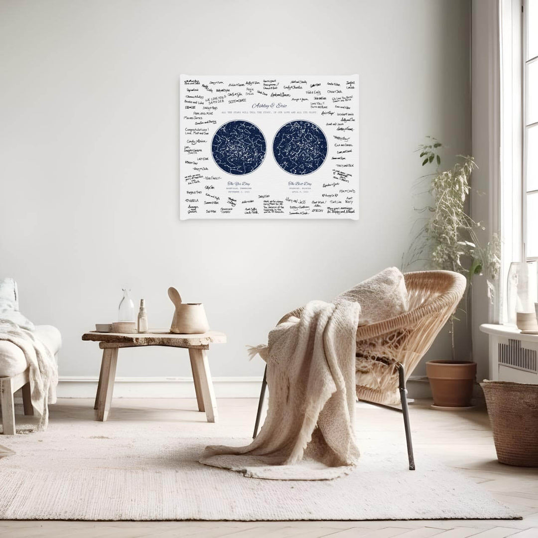 Personalized Wedding Guestbook Alternative, Star Map Personalized with 2 Night Skies, Wrapped Canvas, Styled#color-finish_wrapped-canvas