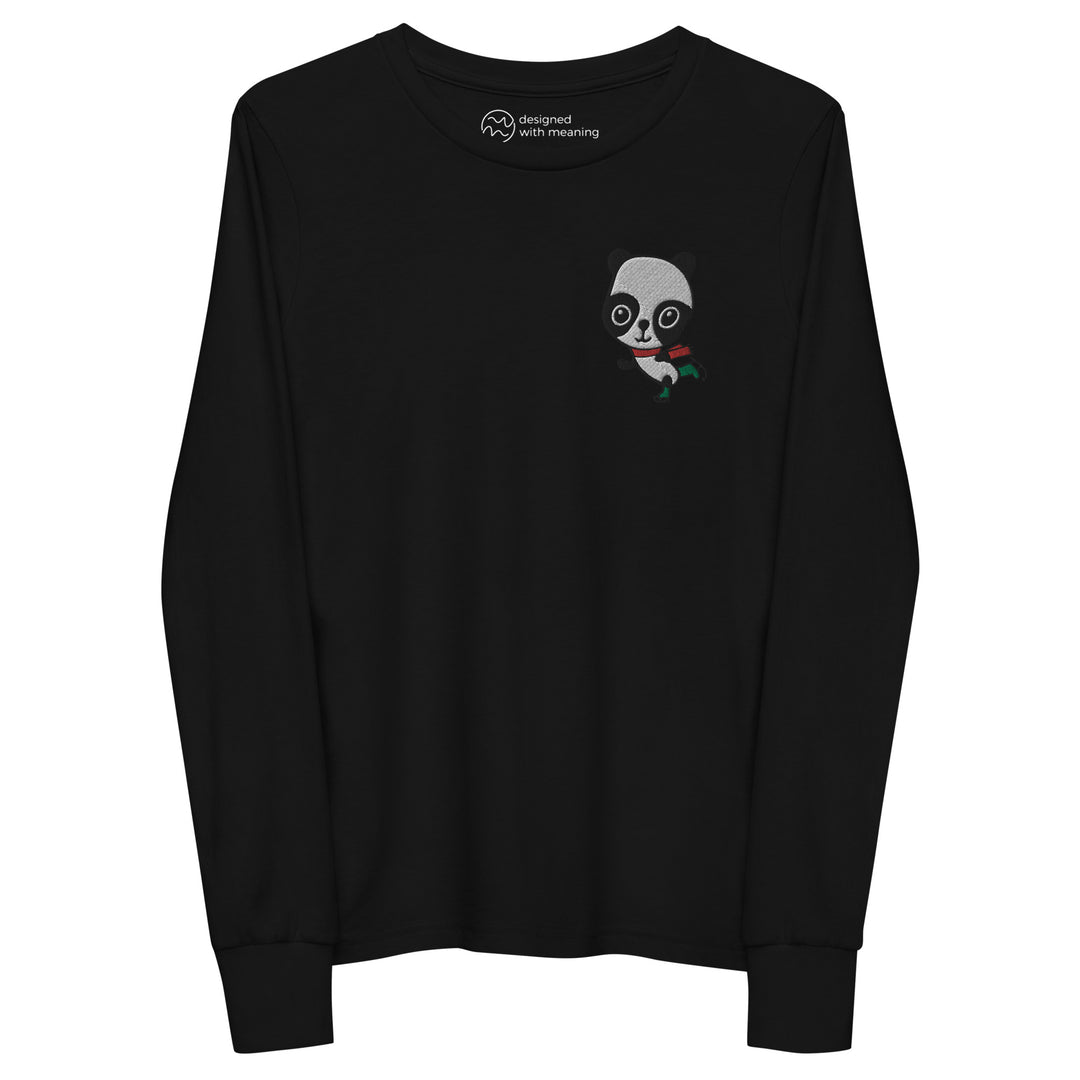 Embroidered Ice Skating Panda, 100% Cotton Shirt, Kids