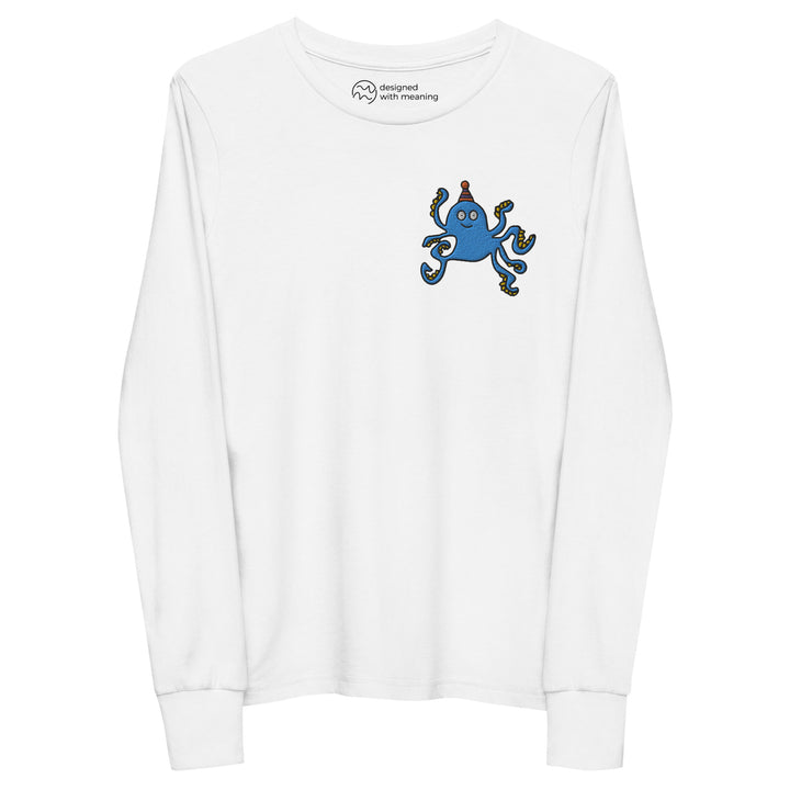 Embroidered Party Hat Octopus, 100% Cotton Shirt, Kids