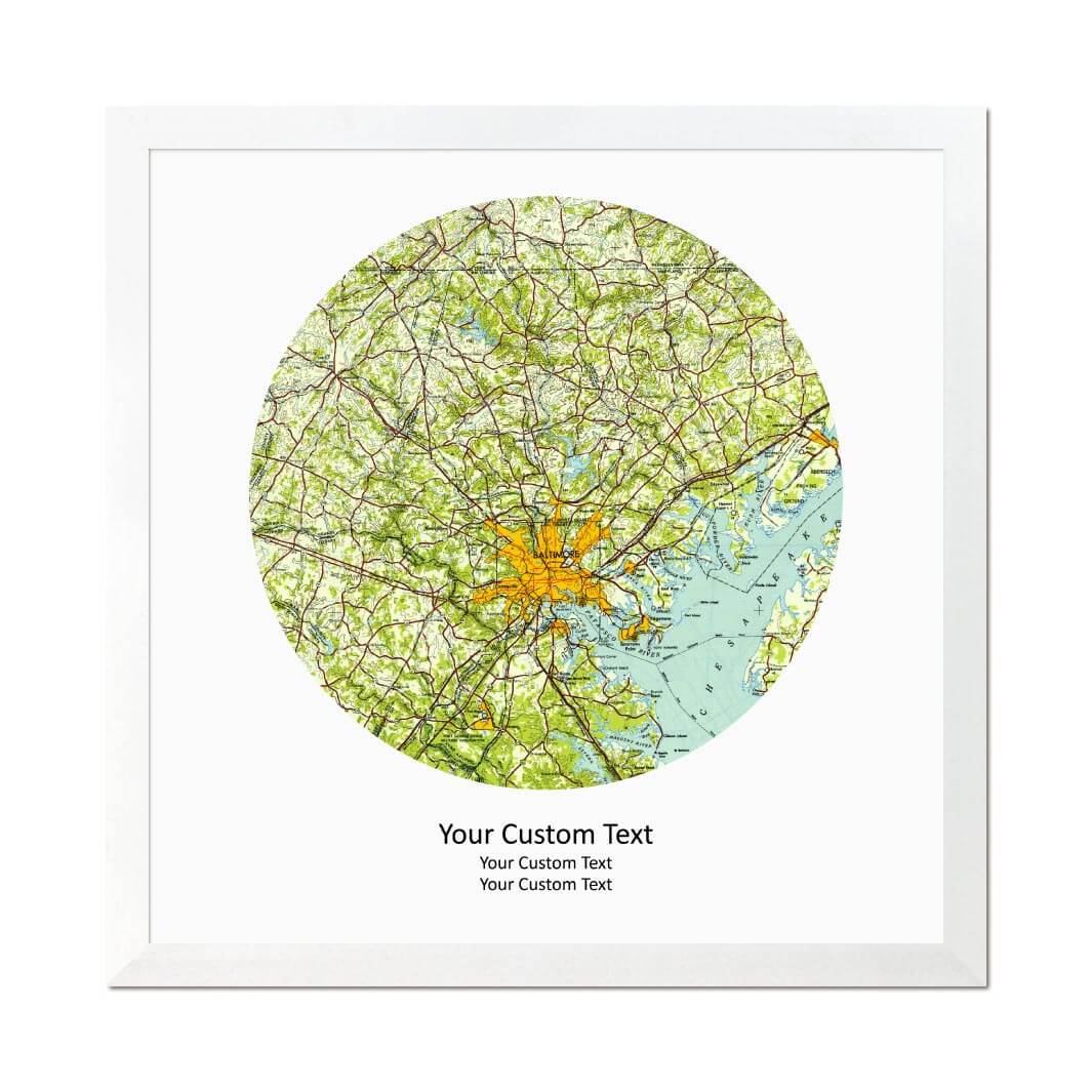 Circle Shape Atlas Art Personalized with 1 Map#color-finish_white-thin-frame