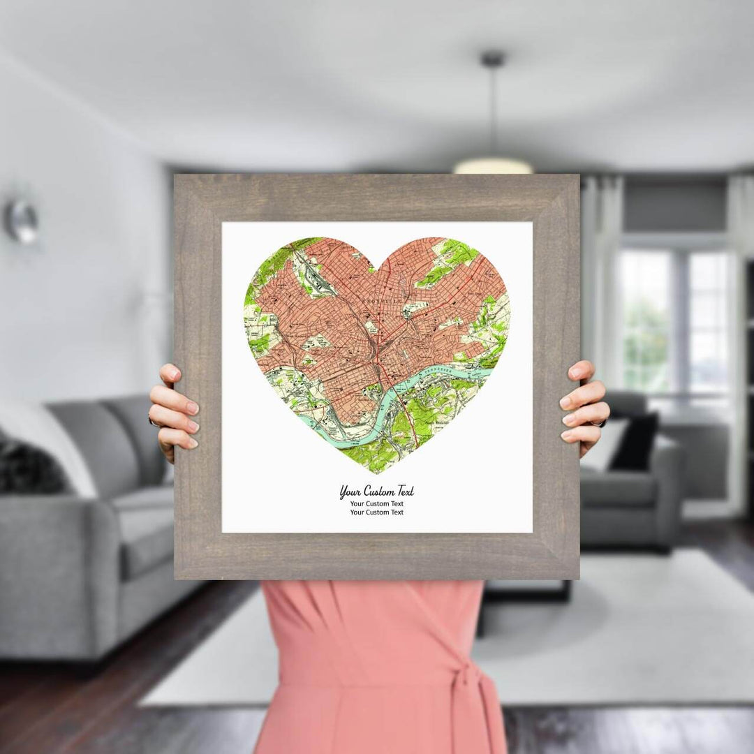 Heart Shape Atlas Art Personalized with 1 Map, Styled#color-finish_gray-wide-frame