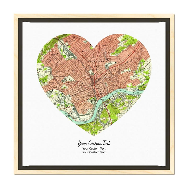 Heart Shape Atlas Art Personalized with 1 Map#color-finish_light-wood-floater-frame