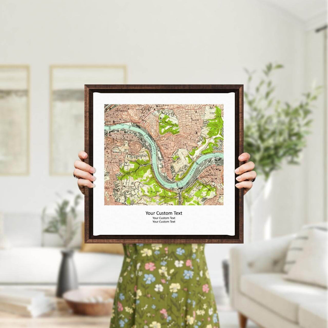 Rectangle Shape Atlas Art Personalized with 1 Map, Styled#color-finish_espresso-floater-frame