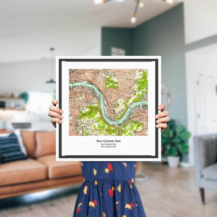 Rectangle Shape Atlas Art Personalized with 1 Map, Styled#color-finish_white-floater-frame