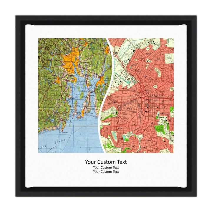 Rectangle Shape Atlas Art Personalized with 2 Joining Maps#color-finish_black-floater-frame