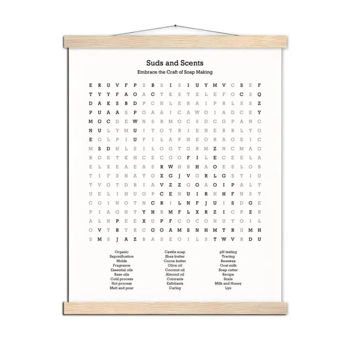 Suds and Scents Word Search, Custom Soap Making Art Print, 16" x 20"