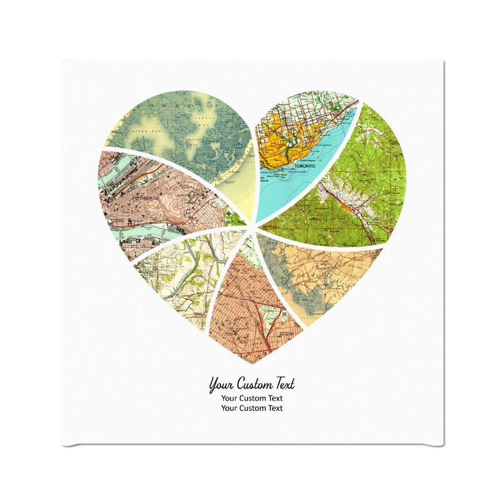 Heart Shape Atlas Art Personalized with 7 Joining Maps#color-finish_wrapped-canvas