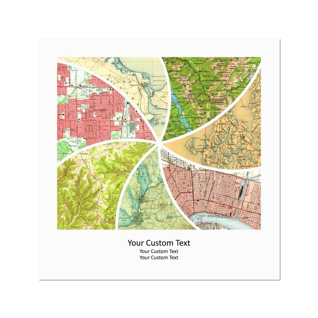 Rectangle Shape Atlas Art Personalized with 7 Joining Maps#color-finish_unframed