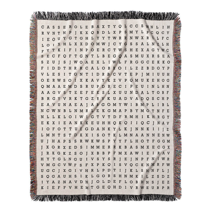 Culinary Quest Word Search, 50x60 Woven Throw Blanket, Hidden#color-of-hidden-words_hidden