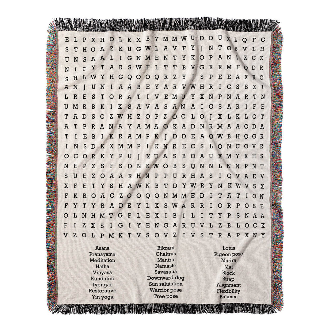 Mindful Movement Word Search, 50x60 Woven Throw Blanket, Hidden#color-of-hidden-words_hidden