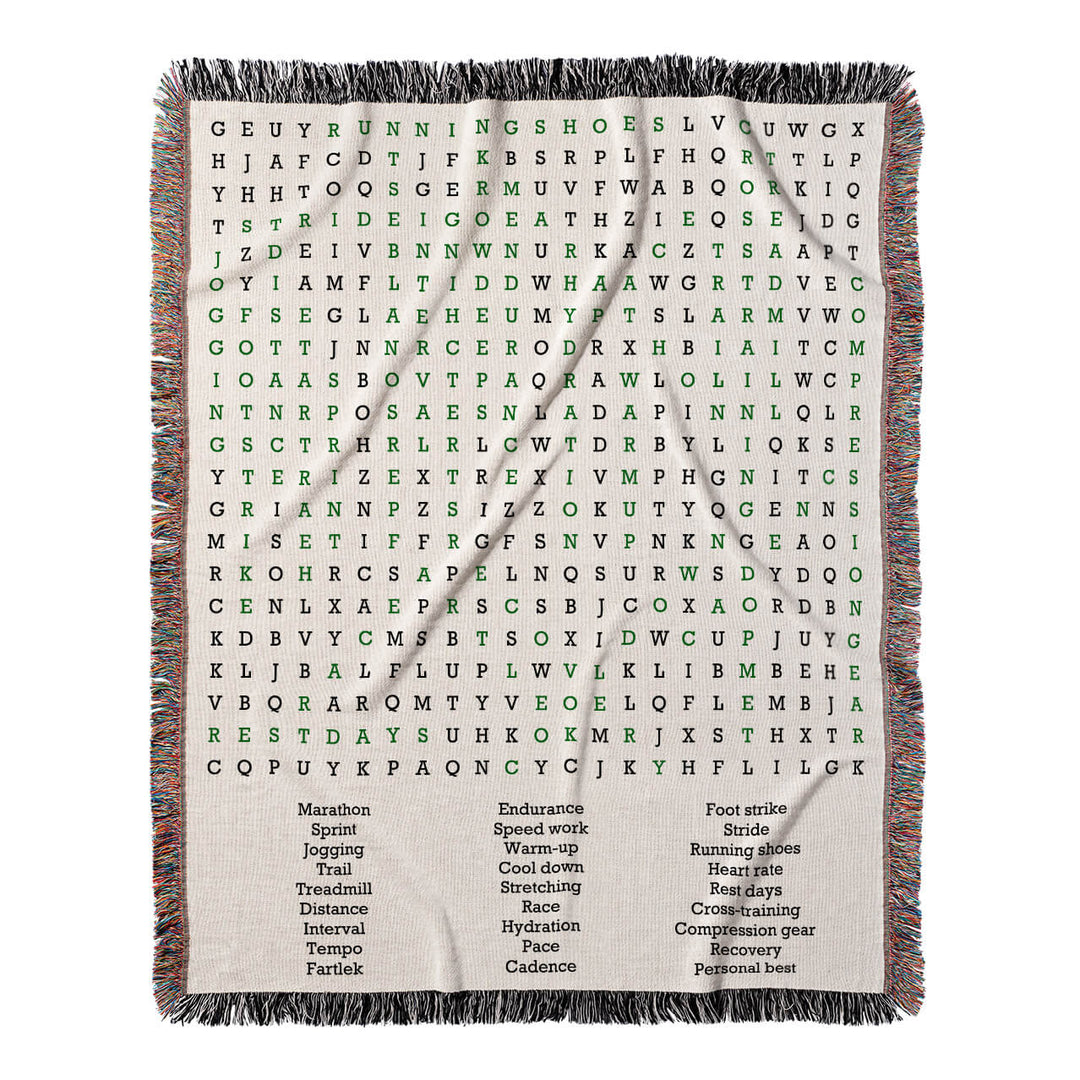 Pace and Grace Word Search, 50x60 Woven Throw Blanket, Green#color-of-hidden-words_green