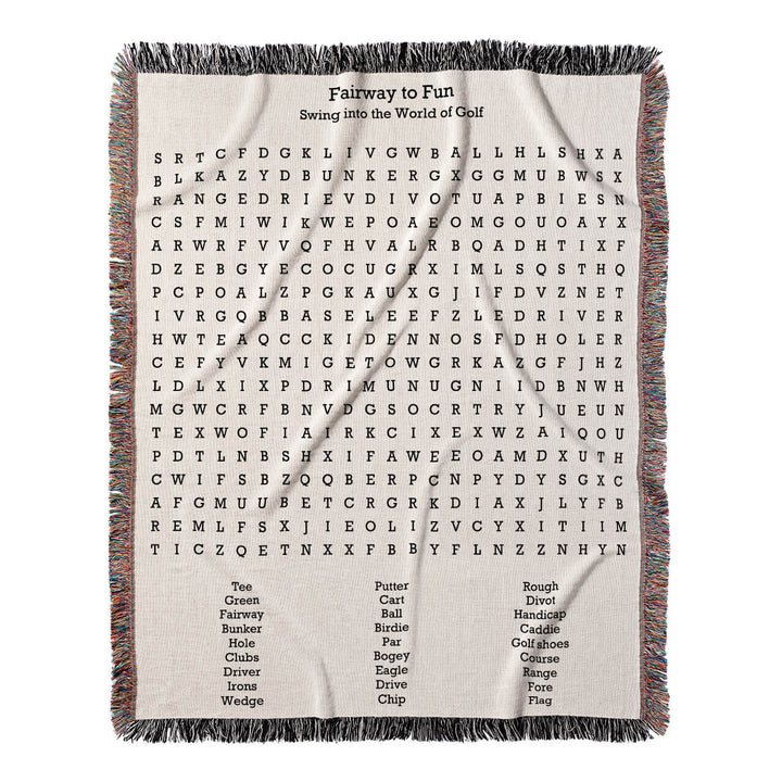 Fairway to Fun Word Search, 50x60 Woven Throw Blanket, Hidden#color-of-hidden-words_hidden
