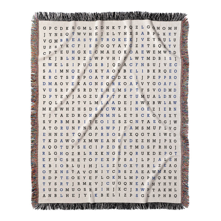 Aquatic Adventures Word Search, 50x60 Woven Throw Blanket, Blue#color-of-hidden-words_blue