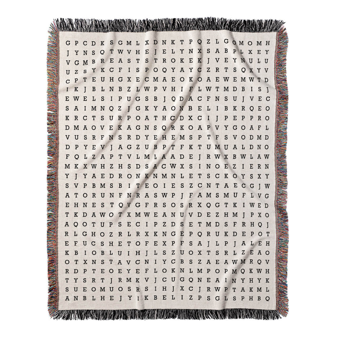 Aquatic Adventures Word Search, 50x60 Woven Throw Blanket, Hidden#color-of-hidden-words_hidden