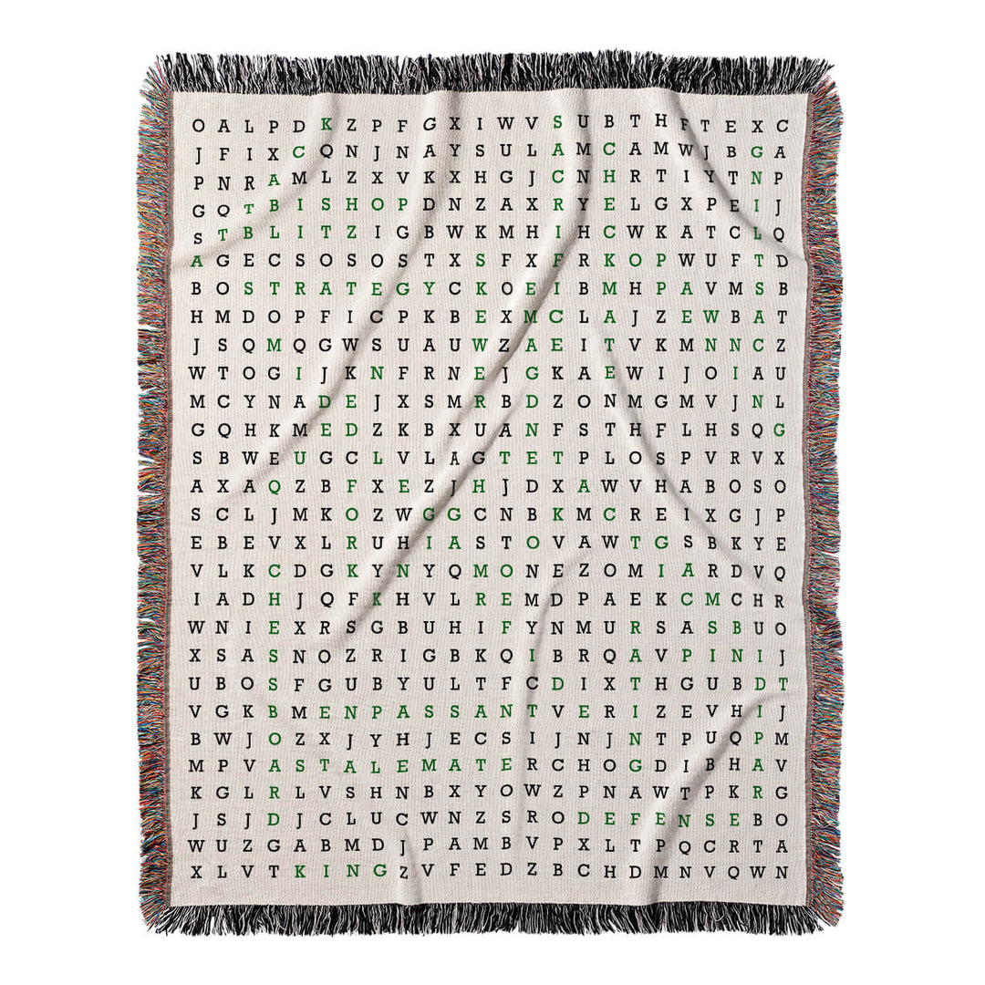 Kings and Queens Unite Word Search, 50x60 Woven Throw Blanket, Green#color-of-hidden-words_green