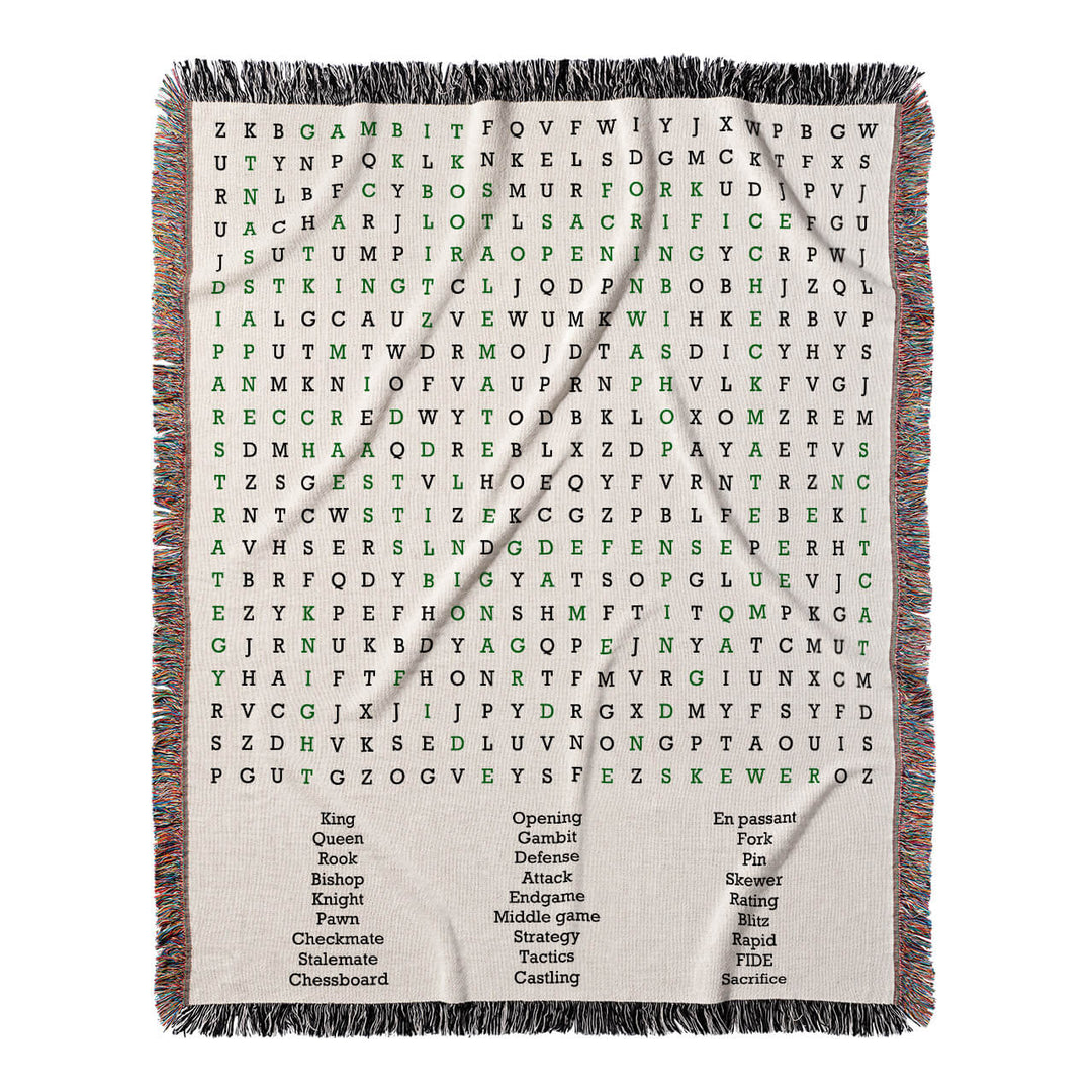 Kings and Queens Unite Word Search, 50x60 Woven Throw Blanket, Green#color-of-hidden-words_green