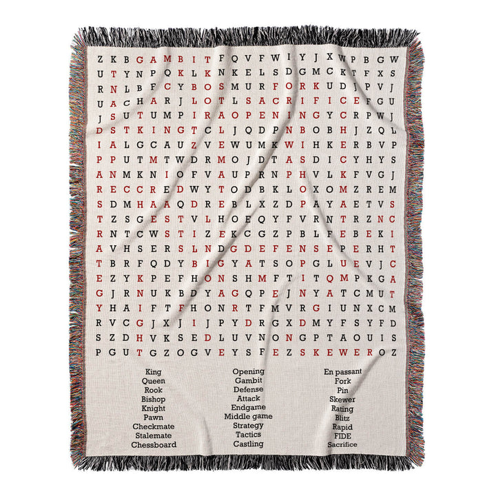 Kings and Queens Unite Word Search, 50x60 Woven Throw Blanket, Red#color-of-hidden-words_red