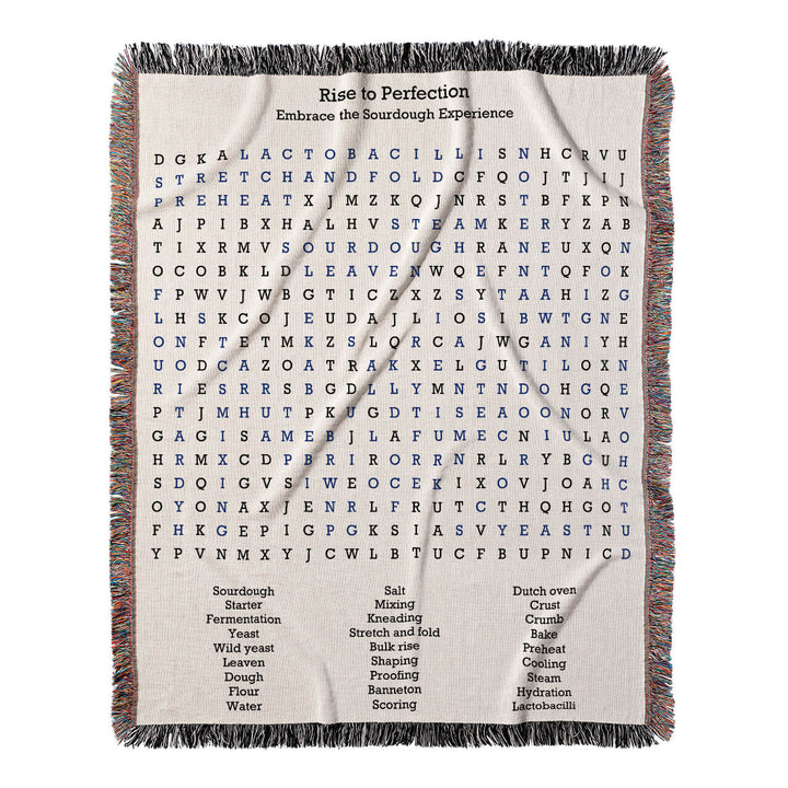 Rise to Perfection Word Search, 50x60 Woven Throw Blanket, Blue#color-of-hidden-words_blue
