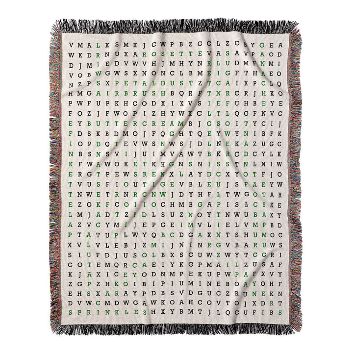 Sweet Creations Word Search, 50x60 Woven Throw Blanket, Green#color-of-hidden-words_green