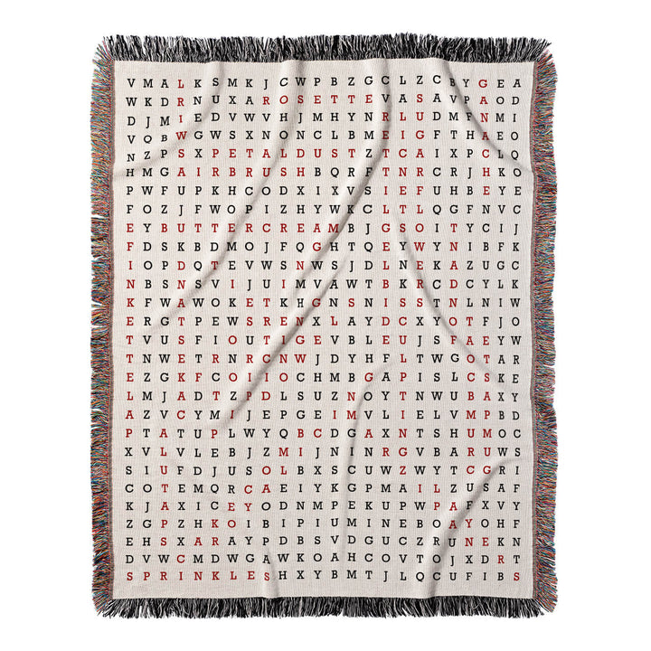 Sweet Creations Word Search, 50x60 Woven Throw Blanket, Red#color-of-hidden-words_red