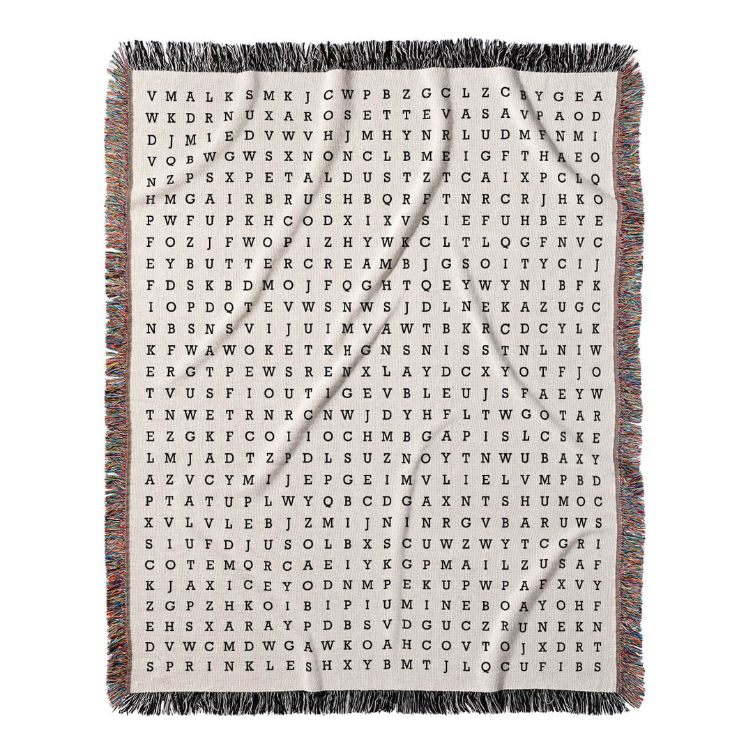 Sweet Creations Word Search, 50x60 Woven Throw Blanket, Hidden#color-of-hidden-words_hidden
