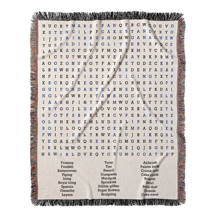 Sweet Creations Word Search, 50x60 Woven Throw Blanket, Blue#color-of-hidden-words_blue