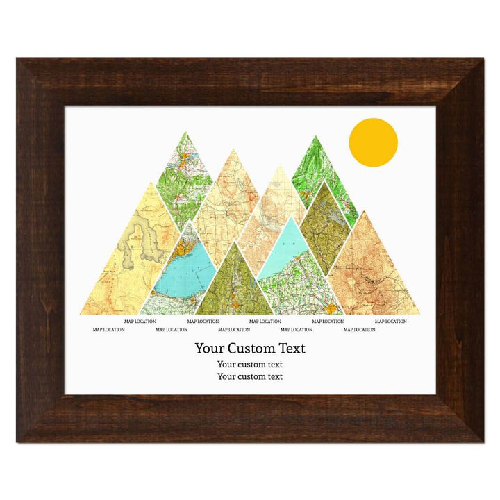 Personalized Mountain Atlas Map with 10 Locations, Espresso Wide Framed Art Print#color-finish_espresso-wide-frame