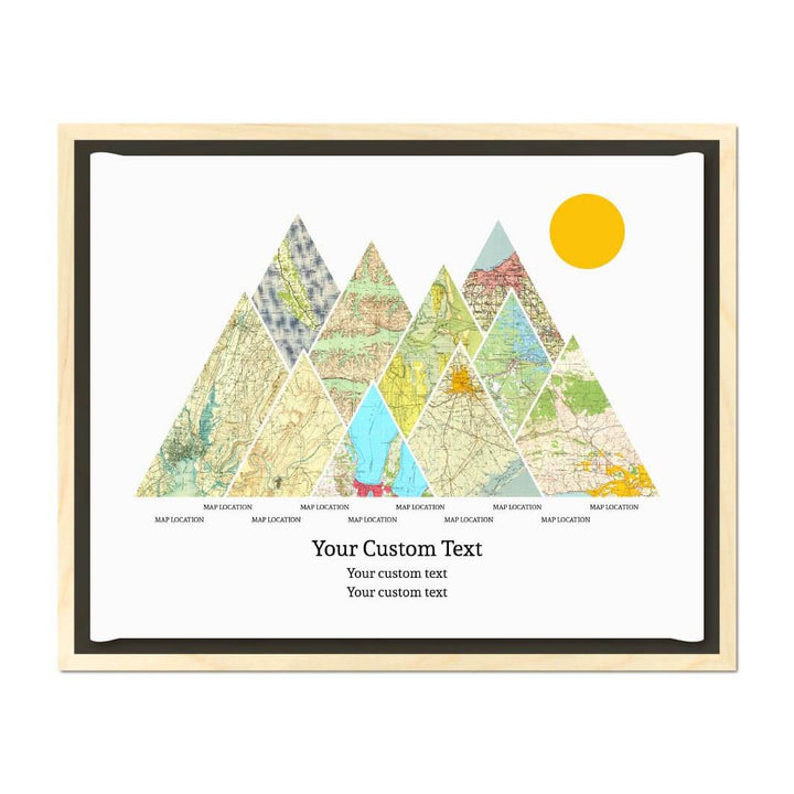 Personalized Mountain Atlas Map with 10 Locations, Light Wood Floater Framed Art Print#color-finish_light-wood-floater-frame