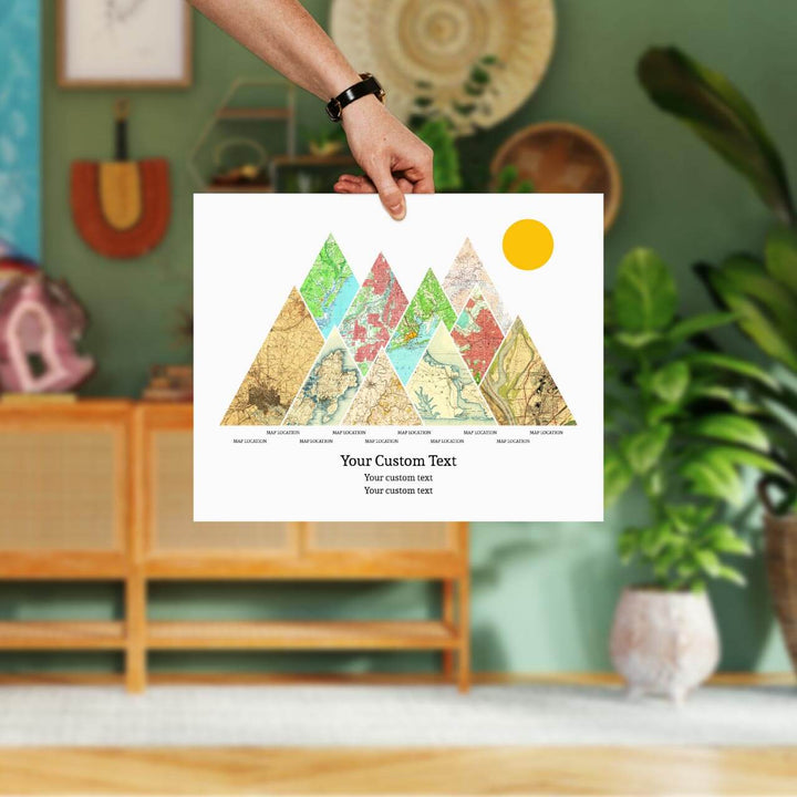 Personalized Mountain Atlas Map with 10 Locations, Unframed Print, Styled#color-finish_unframed